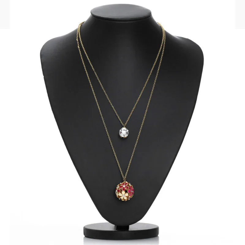 Neoglory multi Слои Чешский горный хрусталь светло желтого золота Цвет цветок кулон