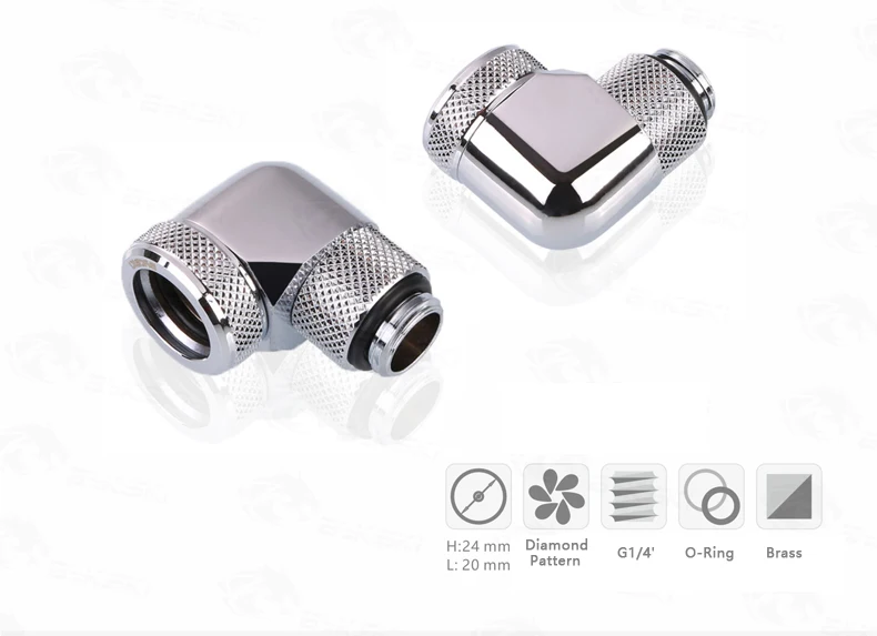 BYKSKI 90 градусов OD14mm жесткая трубка поворотный фитинг ручной Компрессионный фитинг G1/4 ''труба для наружного 14 мм акриловая PETG трубка