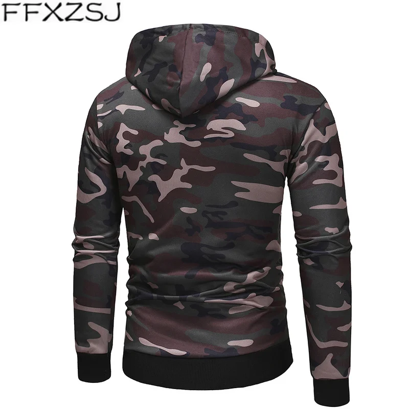 

FFXZSJ 2019 Print Hoodies Men Long Sleeve Hooded Camouflage Sweatshirts Fashion Loose Pullover Sportswear Slim Fit Tracksuit