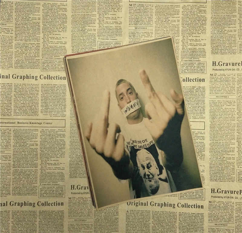 Винтажный Ретро постер Eminem в стиле рок певицы хип хоп матовая крафт бумага