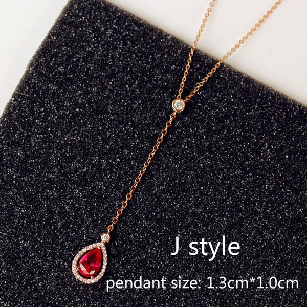 J style rose gold Модная подвеска в форме цветка камелии, квадратное сердце, Овальный прямоугольник, кубический цирконий, розовый, красный камень, ожерелье, различные женские ювелирные изделия - Окраска металла: J style rose gold