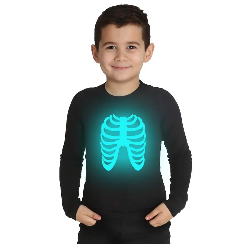 LYTLM с длинным рукавом Футболка Skeleton забавная футболка рисунком черепа для детей