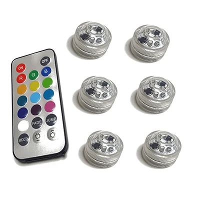 1 Controller 6 Lamp 3 Led RGB погружной светильник с дистанционным управлением, на батарейках, подводный Ночной светильник, ваза, чаша, для улицы, для сада, вечерние, украшения - Испускаемый цвет: 1 Controller 6 Lamp