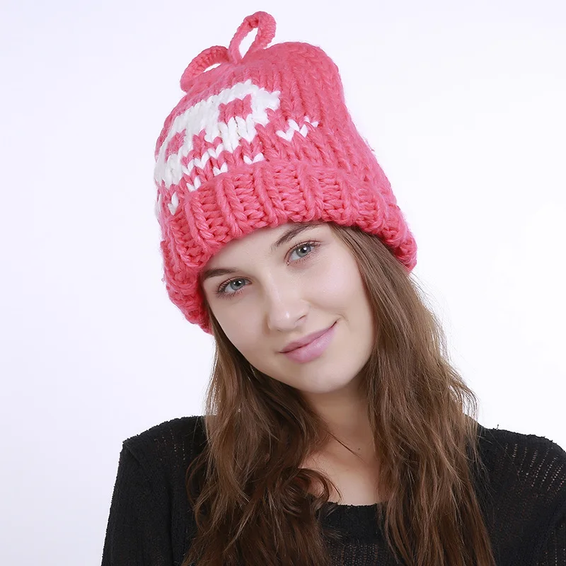 PINK Skullies шапочки Шапки Для женщин Шапки зима теплый череп шапочка мода плед хлопок Лыжная маска для платье Меха Высокое качество Повседневное - Цвет: PINK