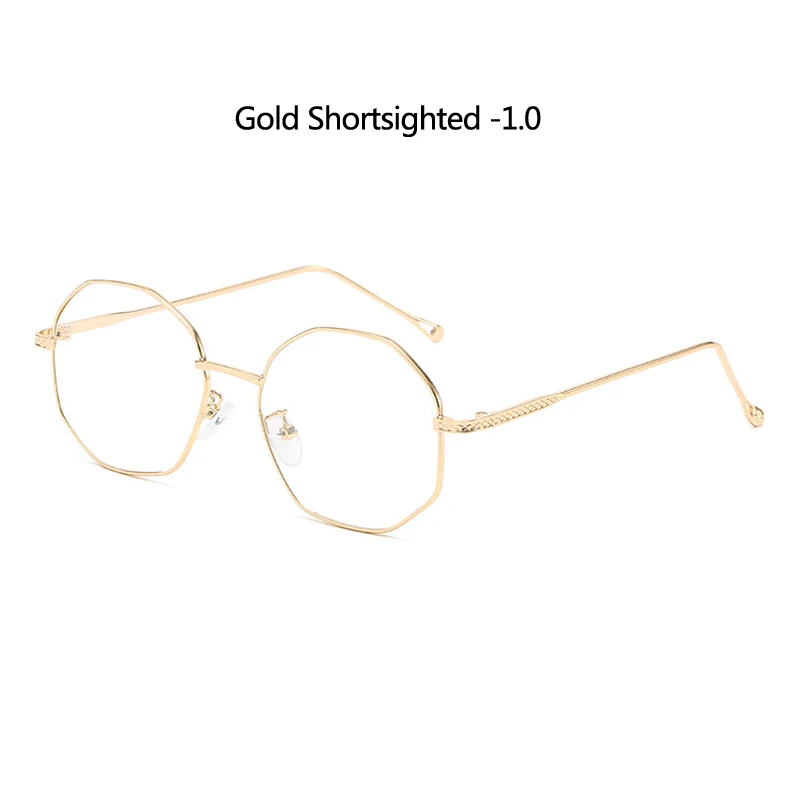 gold myopia 1.0 Zilead, полигональные металлические очки для близорукости, женские и мужские, прозрачные близорукие очки, близорукие очки с-0.5to-4,0 - Цвет оправы: gold myopia 1.0