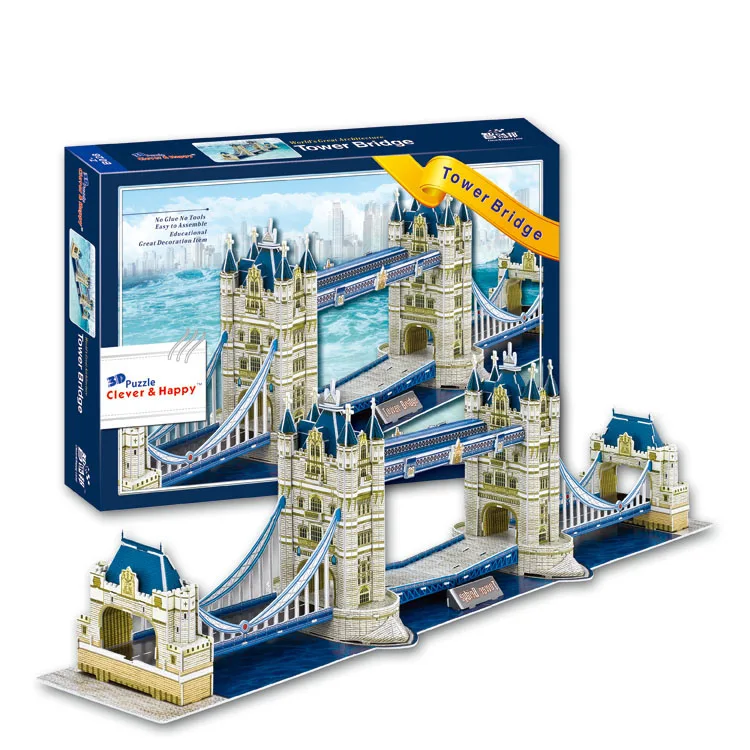 Tower Bridge Развивающие игрушки знаменитая архитектурная модель 3D Пазлы для взрослых Осака Пелес Бран замок Las Ventas игрушки для детей - Цвет: Tower Bridge