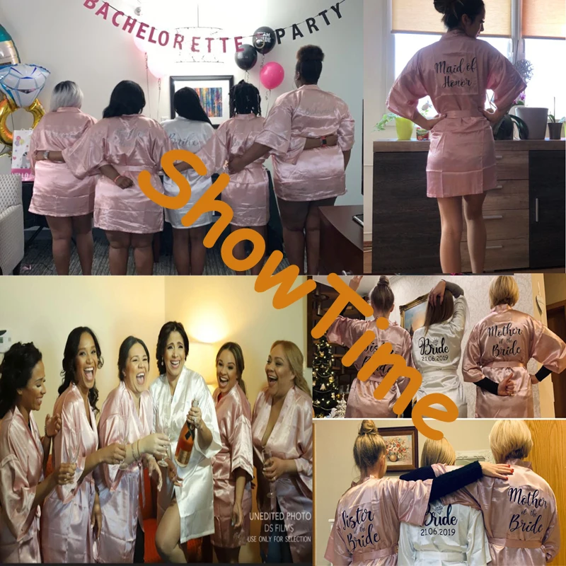 C & Fung персонализированный атласный шелковистый халат для невесты Mrs wedding date print