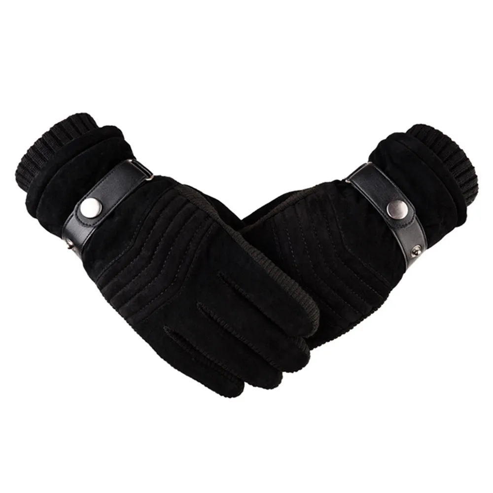 Men's Windproof Waterproof Bicycle Pigskin Slip Plus Velvet Thickening Gloves Cycling Accessories Hiking Climbing #3N08 | Спорт и