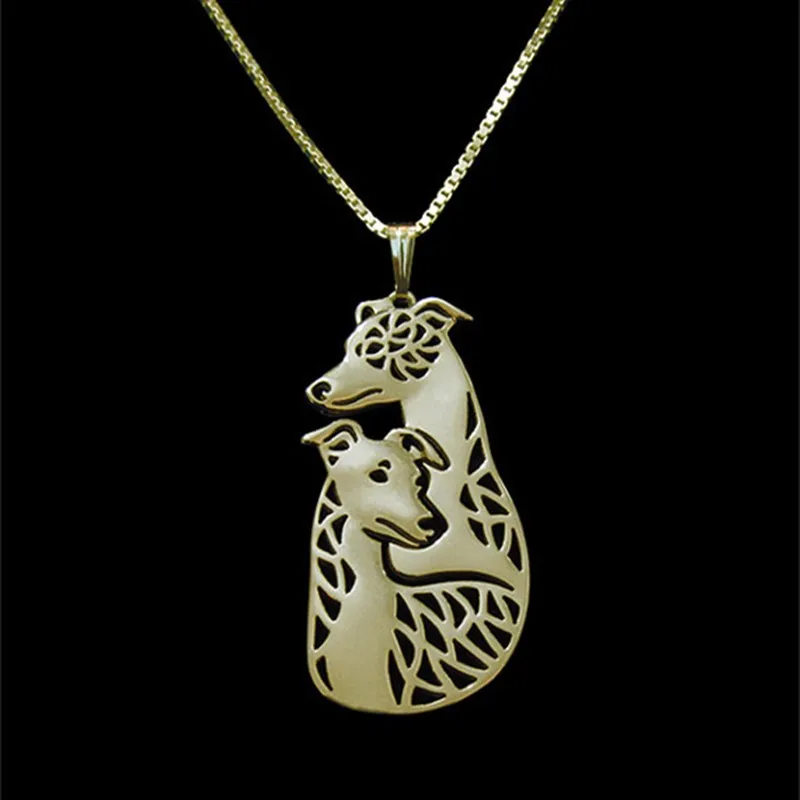 Воротник Whippet de los pares 3D вырезанный del perro perrito amante colgante Memorial collares y colgantes navidad regalo|whippet