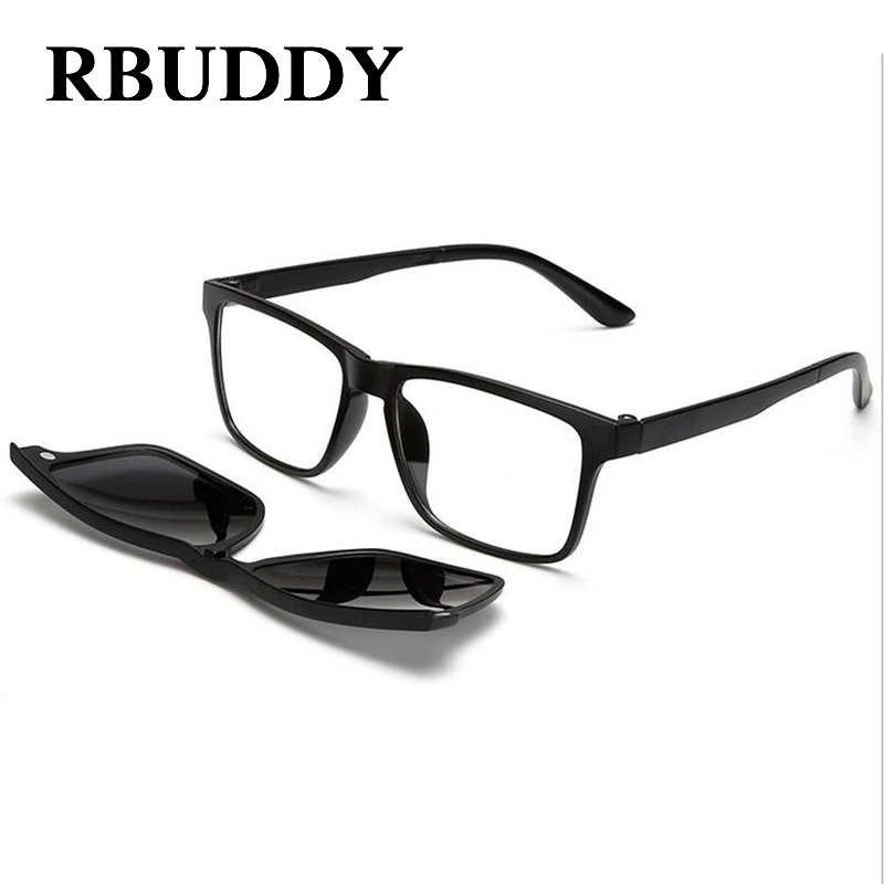 RBUDDY магнитные солнцезащитные очки мужские Поляризованные прикрепляемые солнцезащитные очки для вождения квадратные wo мужские очки прозрачные, оправа очки ночного видения