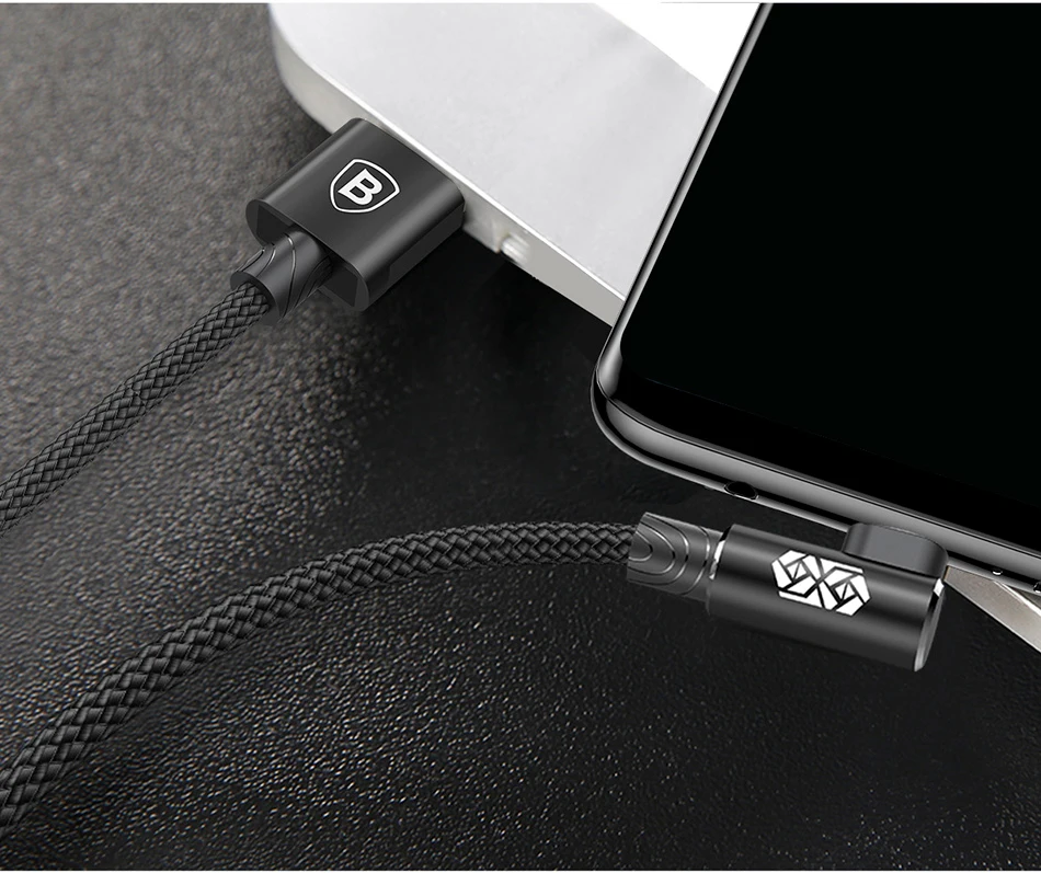 Baseus 90 градусов usb type C кабель для быстрой зарядки USB C изгиб игры зарядки для huawei Honor samsung S9 S8 кабель для передачи данных Android