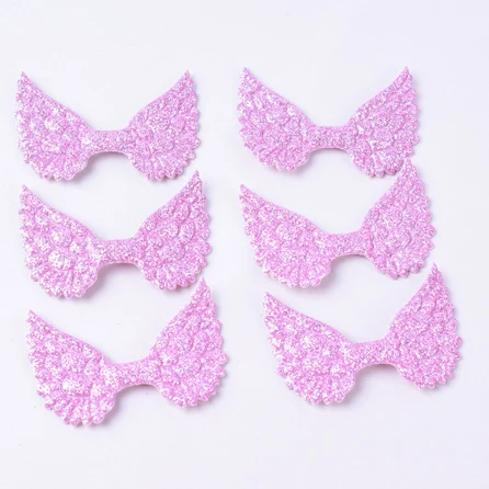 Rose Pink 50 шт./лот мини Крылья Ангела блеск войлок для детей с бантом головные повязки для волос для детей на день рождения Праздничный резинки для волос для девочек, женские аксессуары для волос - Цвет: Rose Pink