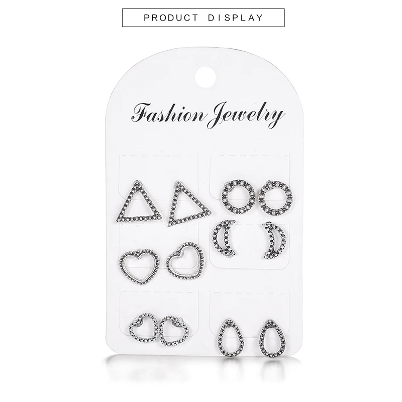 Оптовая продажа Винтажные серьги гвоздики для женщин полые луна любовь