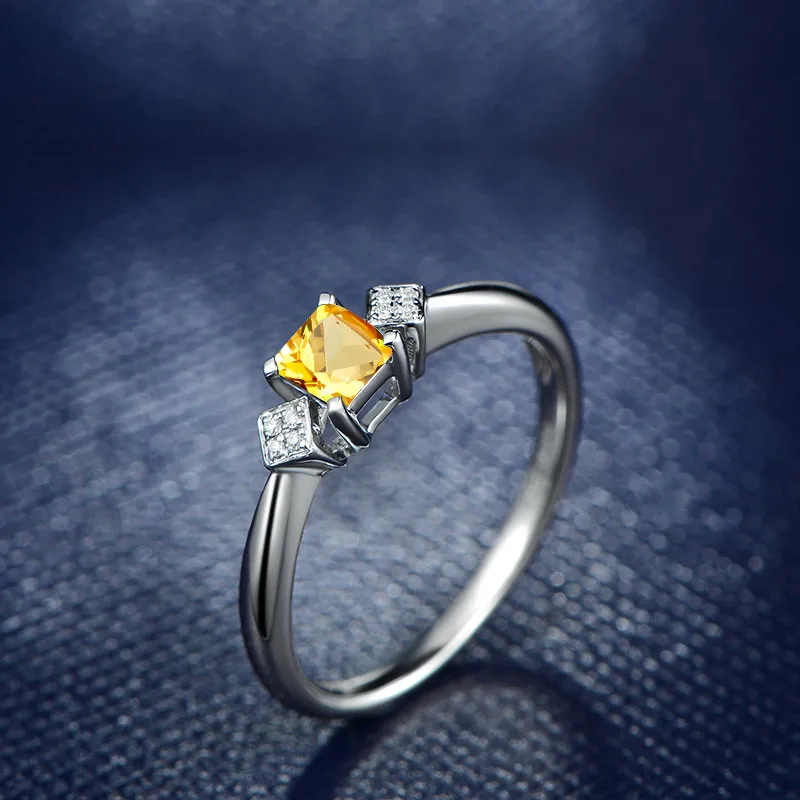 AINUOSHI натуральный цитрин квадратное кольцо 0.6ct принцесса драгоценный камень с огранкой кольцо из стерлингового серебра 925 обручальные ювелирные изделия Женское кольцо