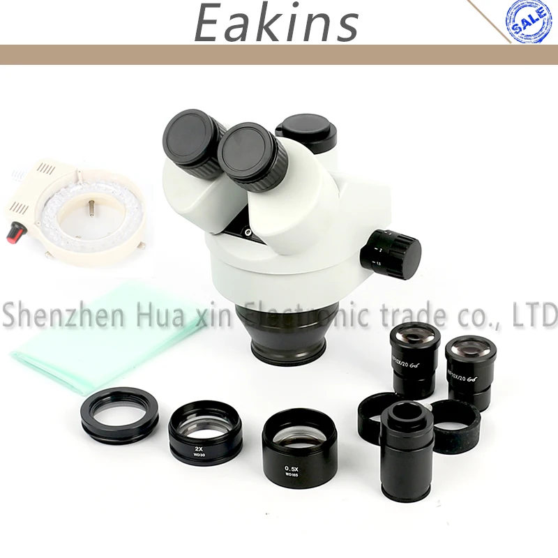 3.5X-90X zoom Simul-focal стерео тринокулярный микроскоп 0.5X 1X 2X линза Барлоу 56 LED свет для