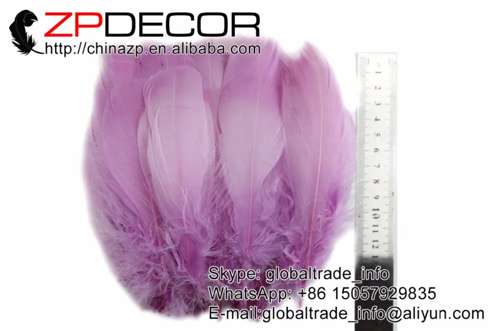 

ZPDECOR 10~20cm(4-8inch) 200pieces/lot Well Made Goose Satinette Feathers Soft Dyed Lavender