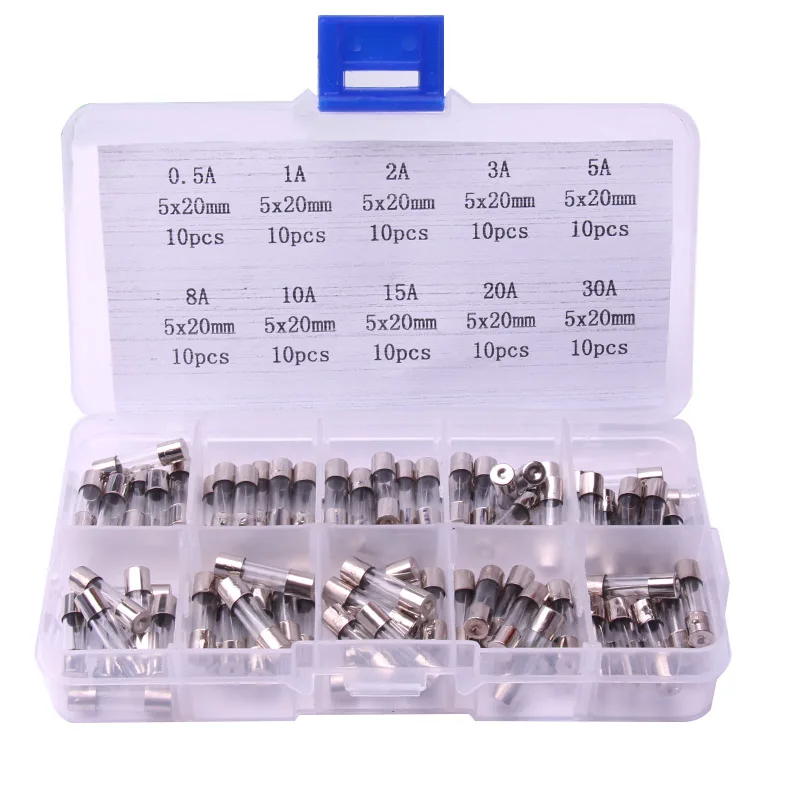 Стеклянная трубка плавкого предохранителя Glyduino 100 шт./лот тип 10 быстрого разрыва