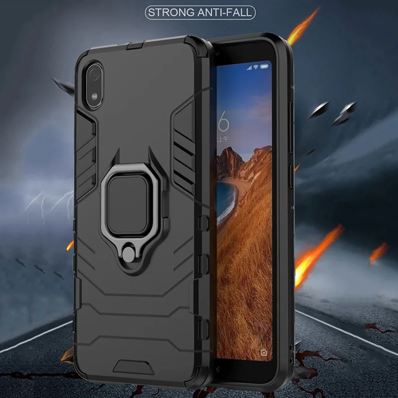 Бронированный чехол с кольцом для xiaomi redmi 9 магнитный автомобильный держатель