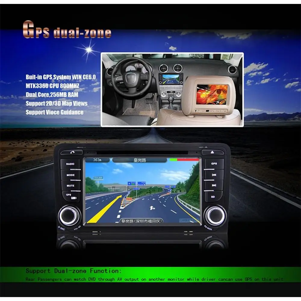 Автомобильный DVD плеер Eunavi 2 Din для AUDI A3 S3 RS3 с 3G USB GPS BT IPOD FM RDS сабвуфер автомобильным