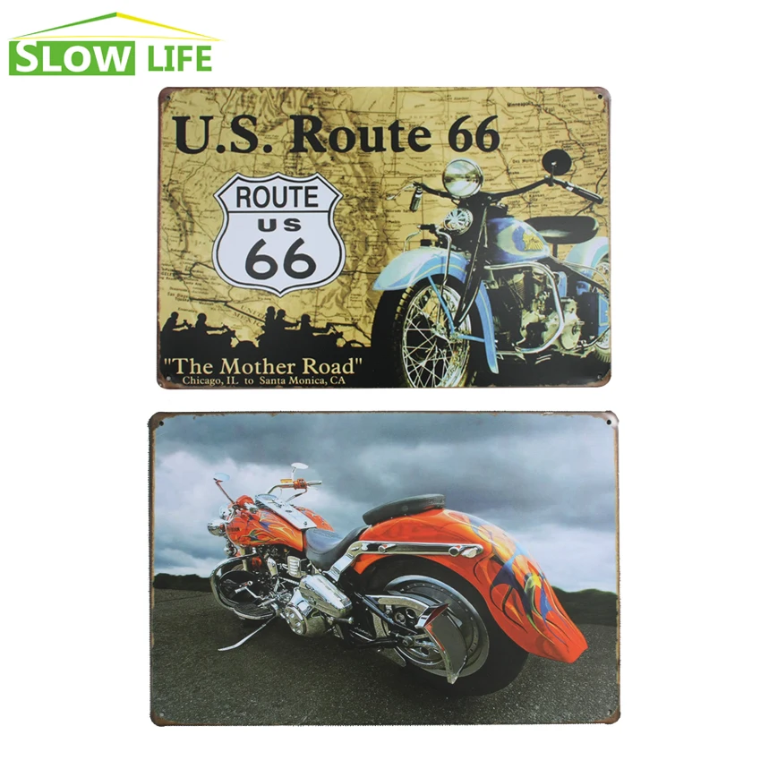 США Route 66 Moto жестяная вывеска 8 &quotx 12&quot металлическая табличка/бар/кафе Настенный
