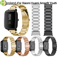 20mm bracelet wrist band for amazfit steel belt strap for xiaomi huami amazfit bip youth smart watch strap metal stainless steel