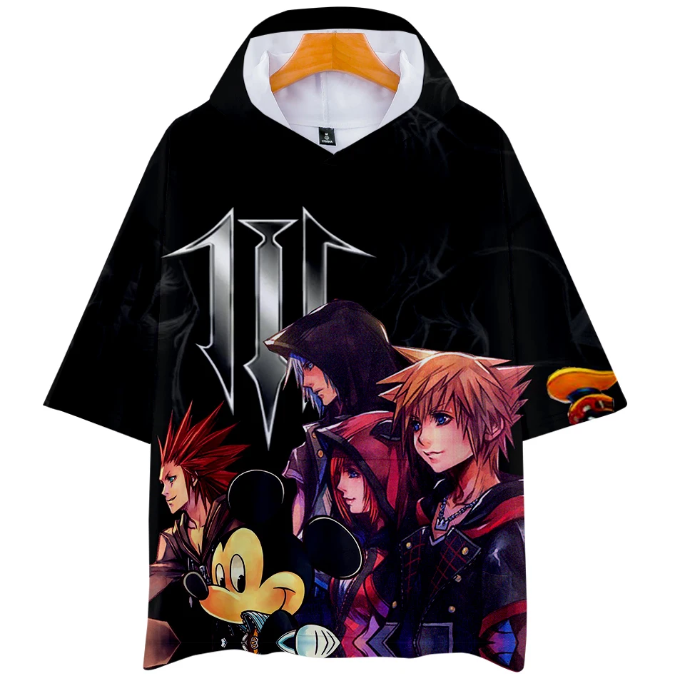 Мужская толстовка luckysunday с коротким рукавом 3D принтом Kingdom Hearts свитшот для