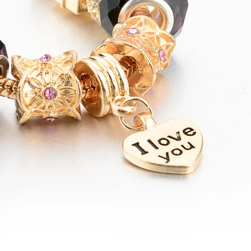 Szelam подарок! Браслеты из золотой цепи для женщин Femme Crystal Heart Love Charm браслеты