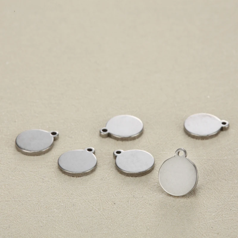 100 шт./лот лазерная гравировка на заказ из нержавеющей стали Charm 8mm круглая бирка