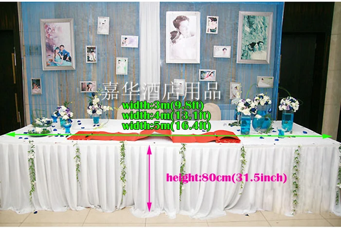 

13.1ft(W)*31.5"(H) Pure White wedding table skirt banquet party table swag table cover