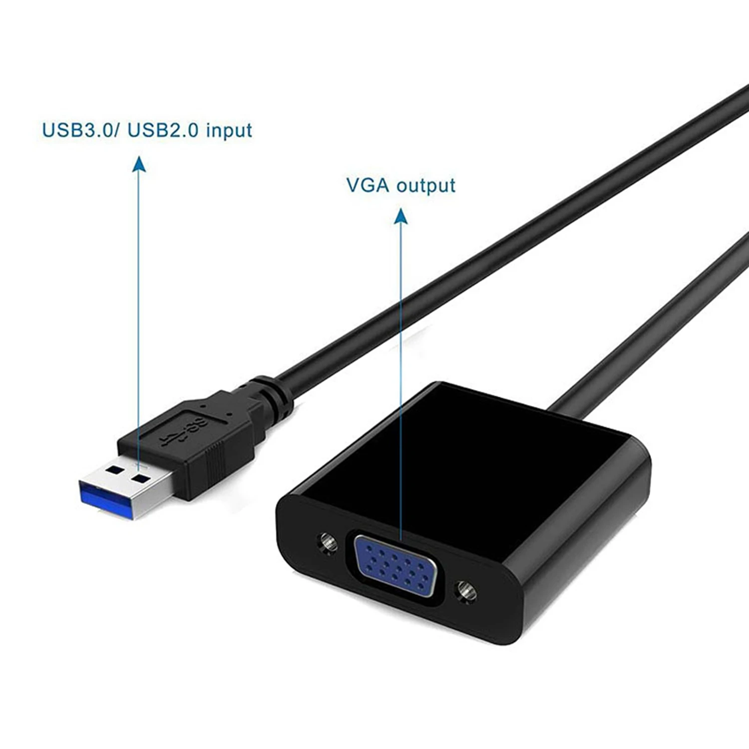 USB 3 0 к VGA Мульти дисплей адаптер конвертер Видеокарта кабель черный|Кабели для