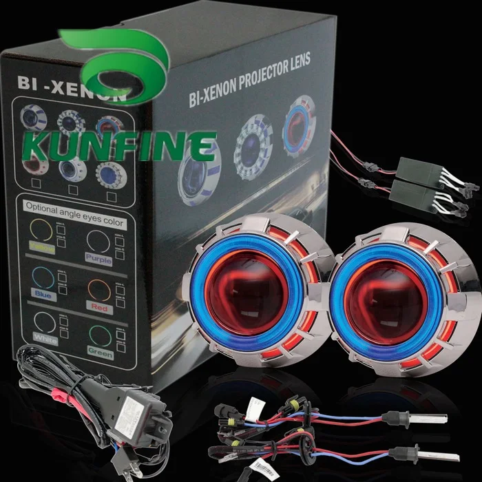 Автомобильный биксеноновый HID проектор Объектив комплект с двойными ангельскими