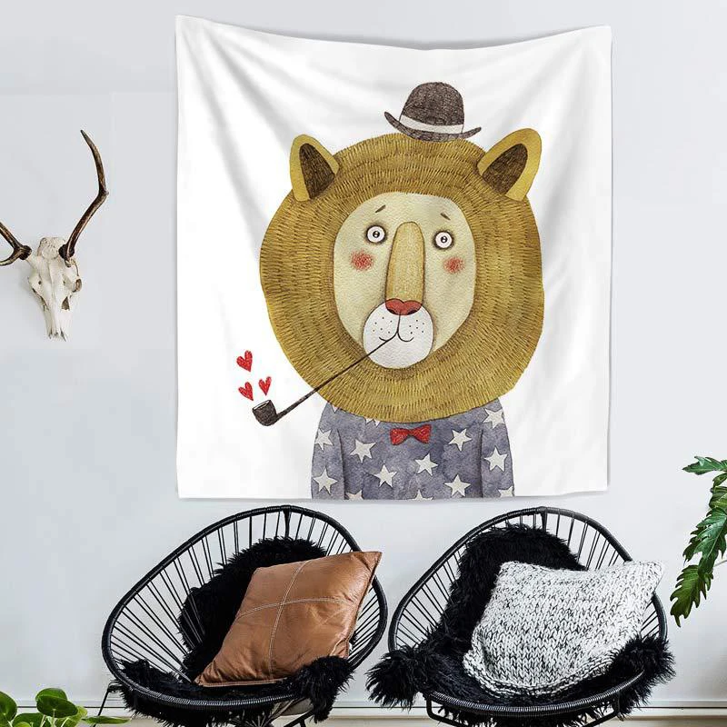 ROMORUS Love Theme Animal Printed Tapestry Wall Hanging for House Decoration Panda Heart Gesture Carpet Bedspread | Дом и сад