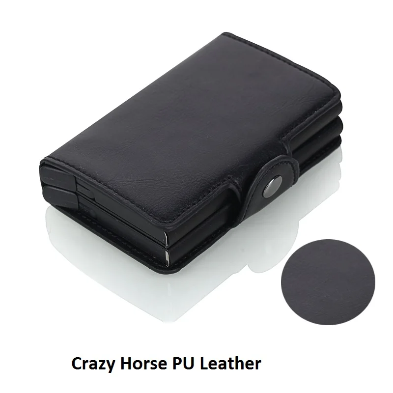 Cizicoco RFID искусственная кожа Crazy Horse Мини Кошелек информация о безопасности двойной ящик алюминиевый кредитный держатель для карт металлический кошелек