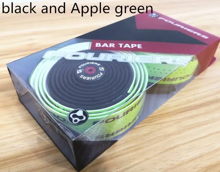 black and green 1 комплект Fouriers двухцветная лента PU велосипедная лента для руля с отверстиями велосипедные ремни для фиксированной передачи шоссейные велосипедные ручки - Цвет: black and green