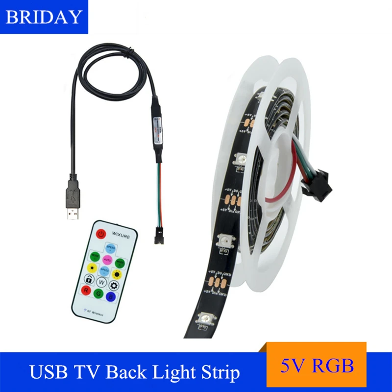SMD5050 USB WS2812B 1 M RGB Светодиодные ленты света для ТВ фон 30 светодиодный/м гибкий