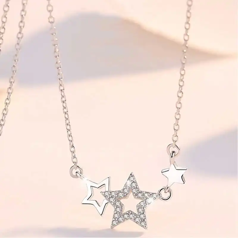 Богемные серебряные ожерелья со звездой и кристаллами для женщин яркие