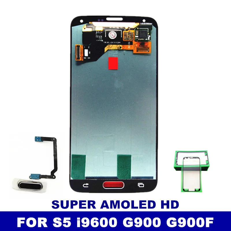 Супер AMOLED HD lcd S для samsung Galaxy S5 i9600 G900 G900R G900F G900H ЖК-дисплей Замена сенсорный экран наклейка стекло
