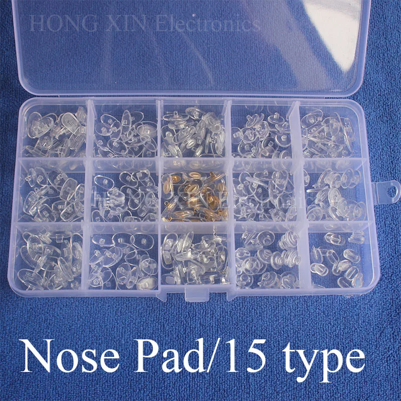 

New 300pc Silicone Eyeglass Sunglasses Spectacles Screw On Nose Pads Repair Tool 15 Style Eyeglass Ultra-soft Nose Pads With Box