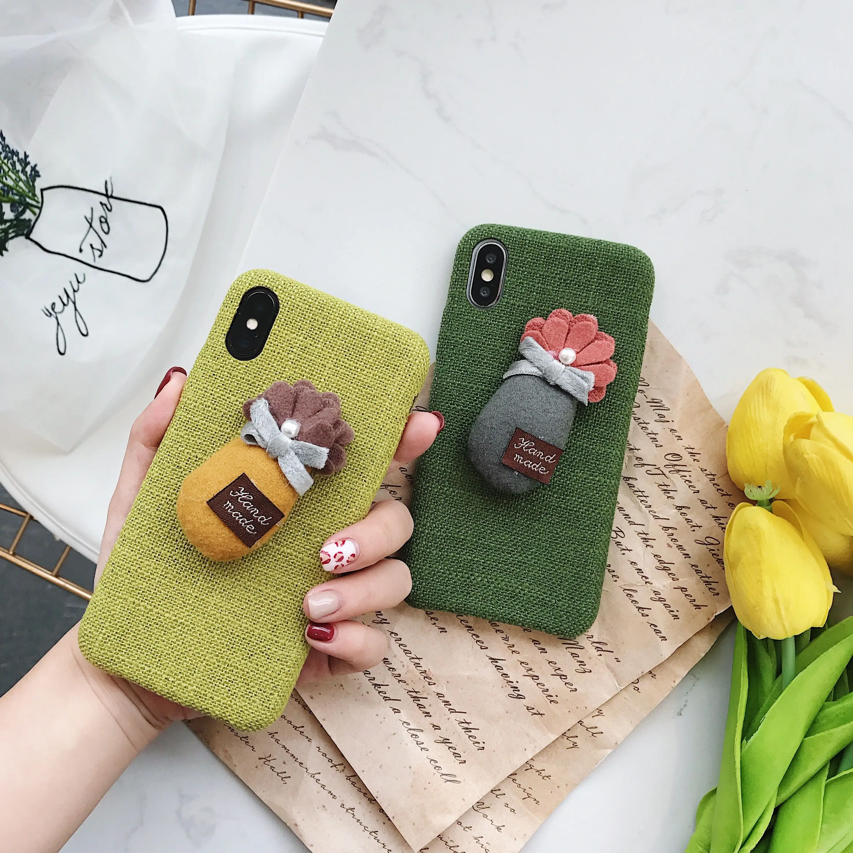 Cloth Texture Soft Canvas Chirsmas Case For iPhone 7 8 Plus Ultra-thin Phone Cover iphone 6 6S X XR Xs Max |