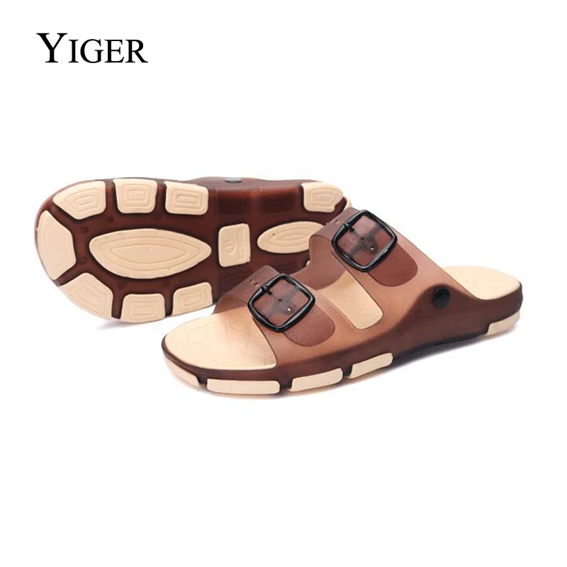 YIGER/Новинка; крутые мужские шлепанцы; Мужские Пляжные шлепанцы; прозрачная обувь; модная Уличная обувь; повседневные сандалии в полоску; сезон лето; Мода 0049 года