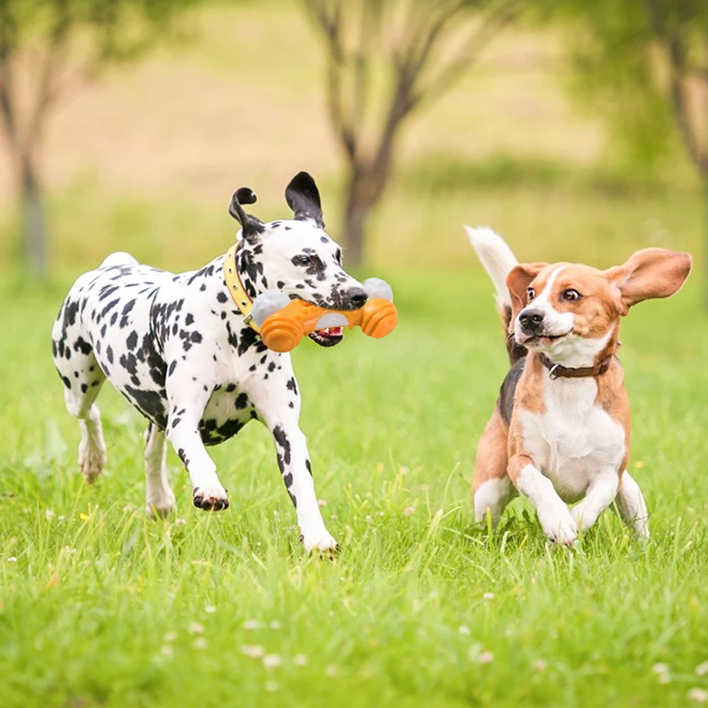 Durable Dog Chew Toys TPR Bone Toy For Large Small Dogs Training Interactive 1PCS Yellow/Blue | Дом и сад