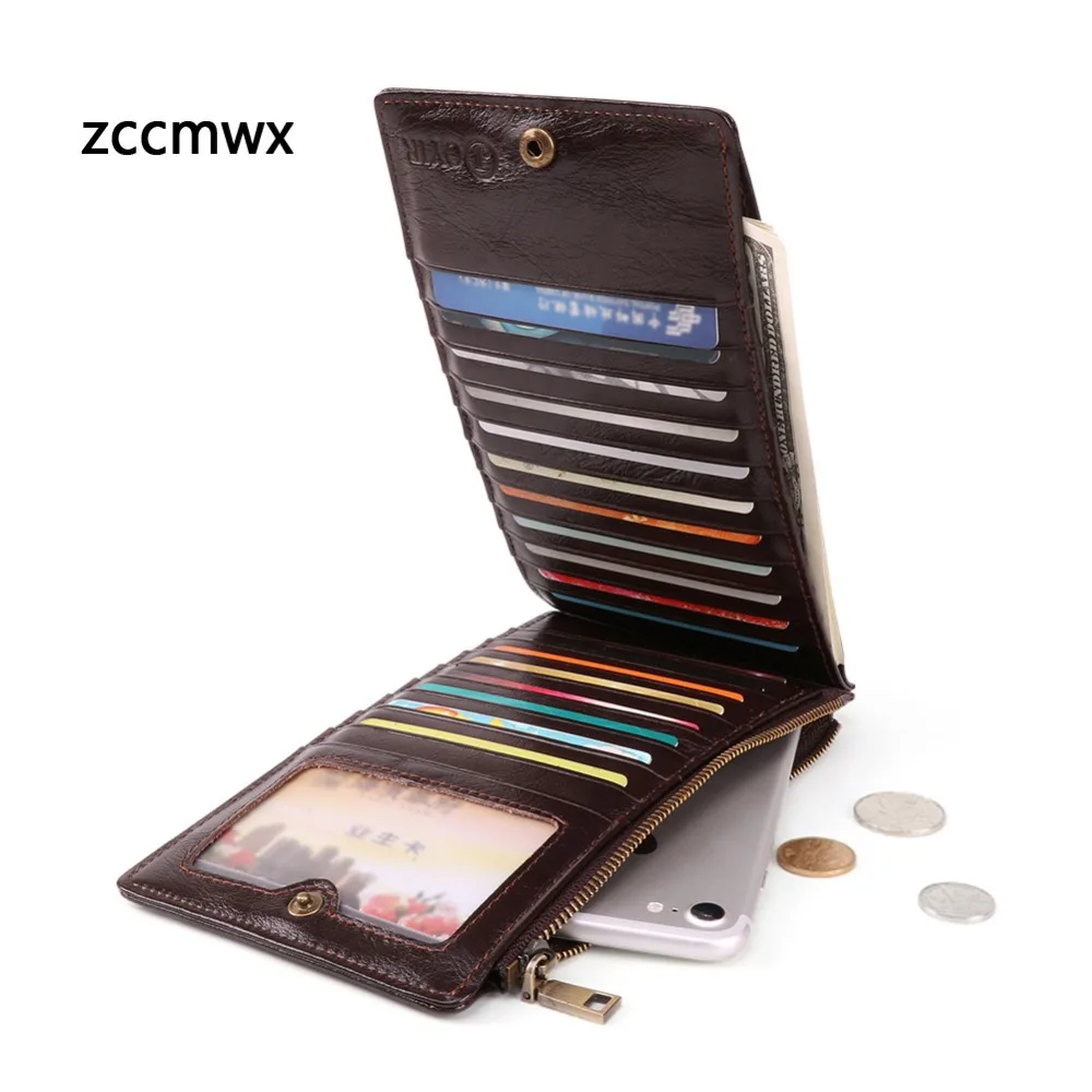 

2020 new business trend retro men's leather wallet card sets multi-function anti-magnetic long wallet 18 card position