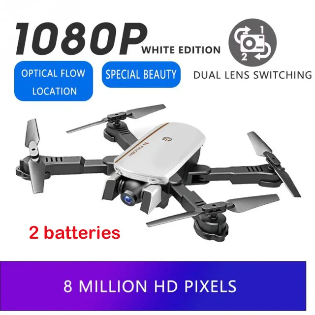 1080p W 2 battery Все новые wifi FPV Дрон с 4K широкоугольная двойная камера оптический поток режим удержания высоты складной RC Дрон селфи Квадрокоптер - Цвет: 1080p W 2 battery