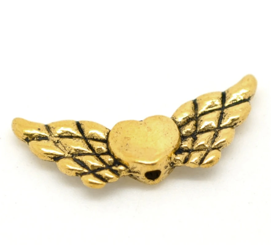 

DoreenBeads 50 golden tone Heart Wings Charms Beads 22x9mm (B15218), yiwu