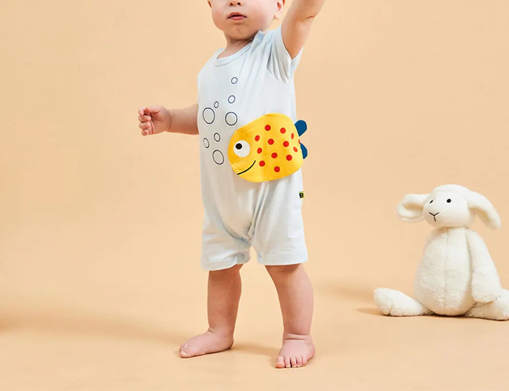 Новинка лета 2019 цельный костюм с короткими рукавами для маленьких мальчиков и