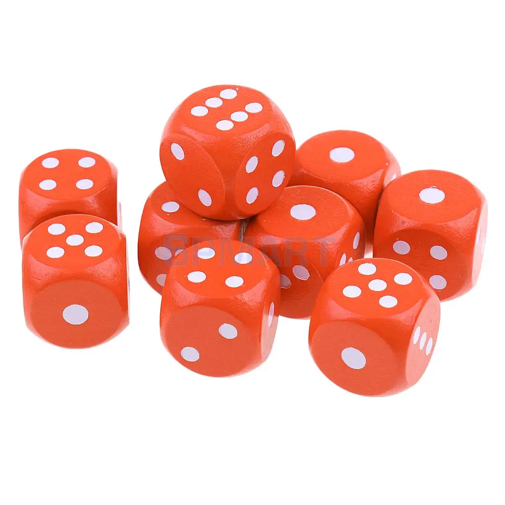 10 шт. шестигранные игральные кости из натурального дерева в горошек для подземей