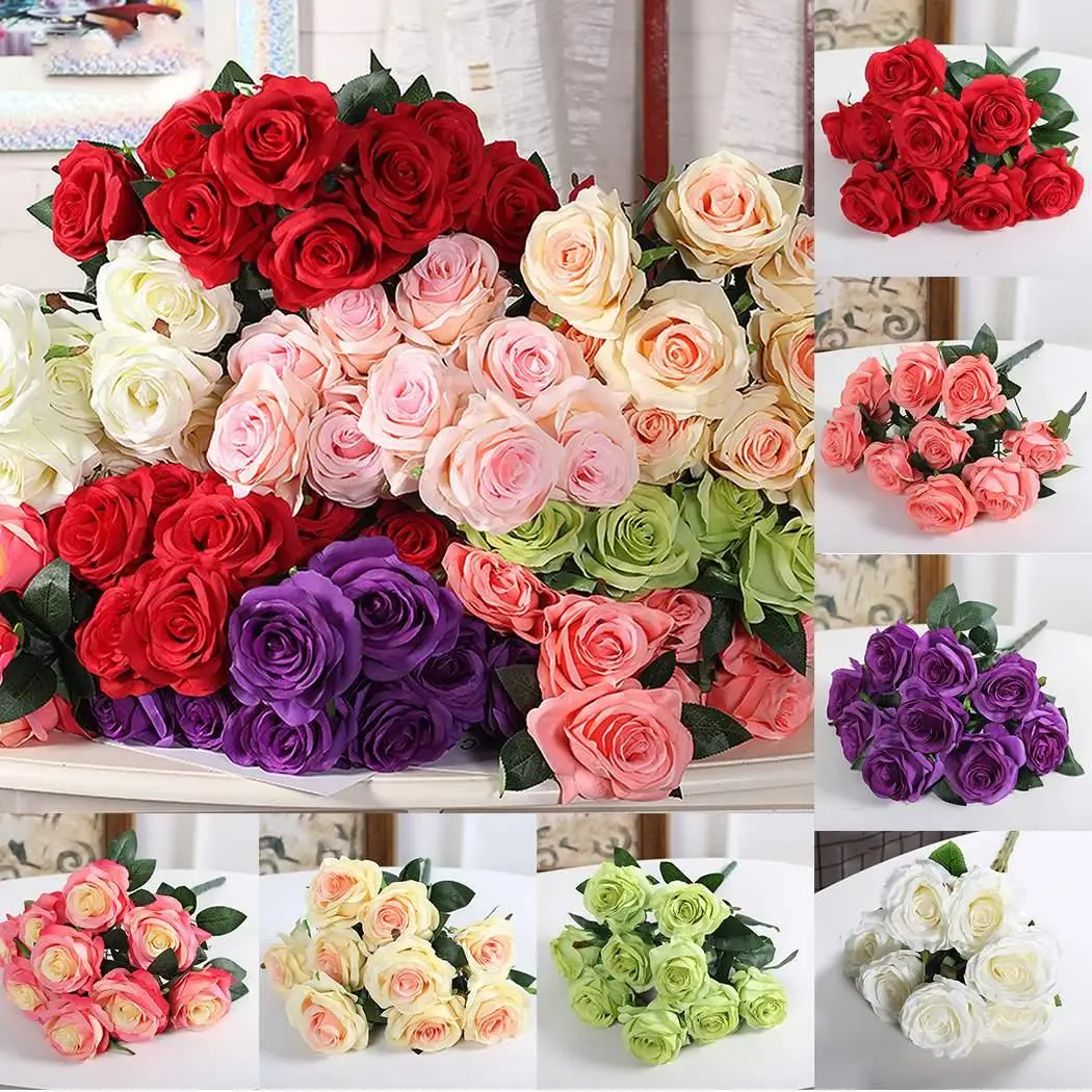 Поддельные розы Букет из цветов цветочное искусство Свадьба 40 см/15 7 дюймов