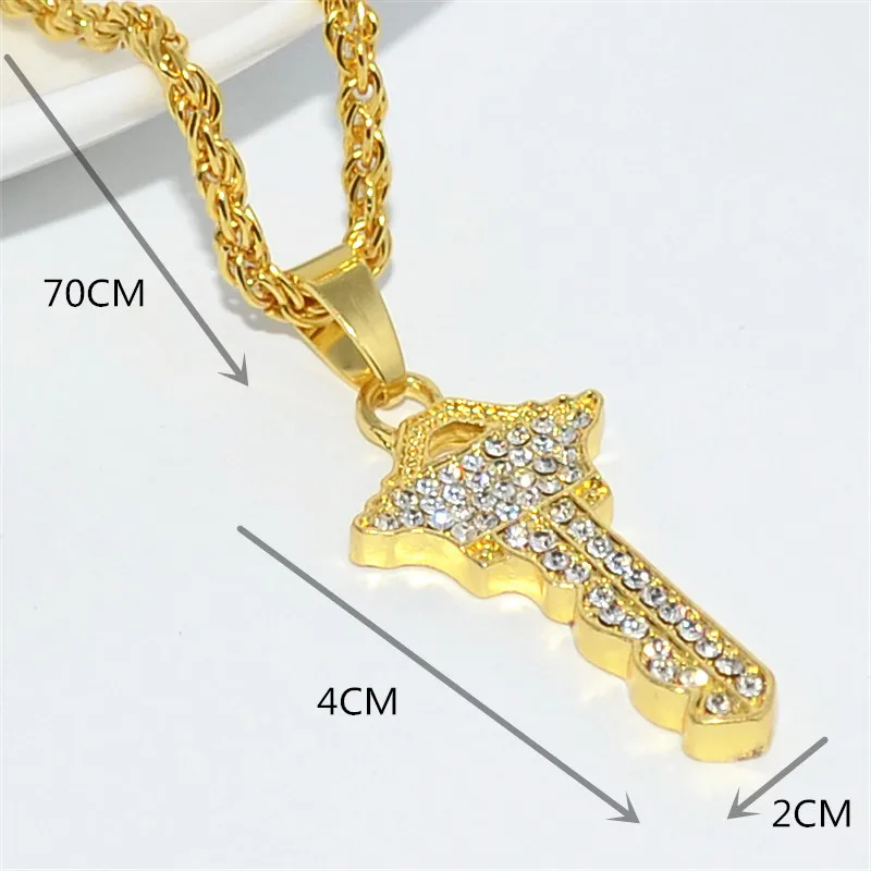 Uoдизайнерский Египетский Ankh Key Of Life золотой цвет брелок ожерелье цепь полный