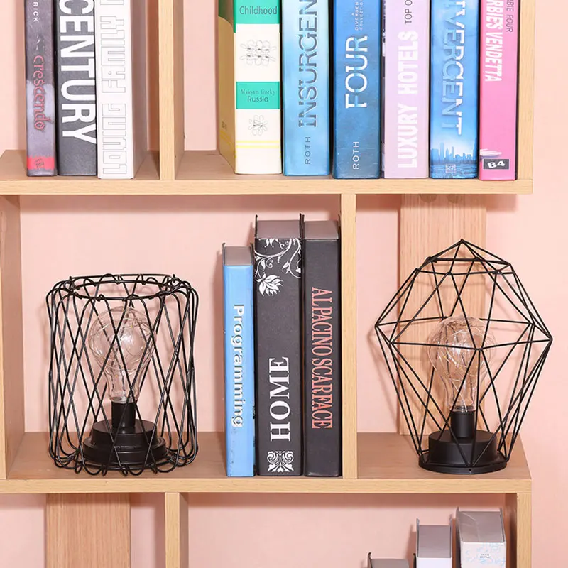 

Free shipping Lantern Night Light Romantic Iron Candlestick Bedroom Bedside Lamp LED Lighting