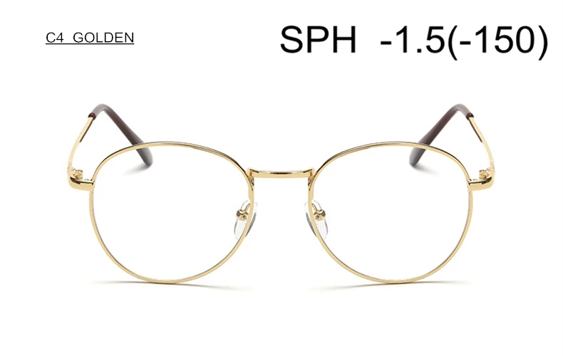 C4 (-1.5) SUMONDY диоптрий SPH-1,0 до-4,0 очки для близорукости для мужчин и женщин металлическая оправа Очки для близоруких очки по рецепту UF18 - Цвет оправы: C4 (-1.5)